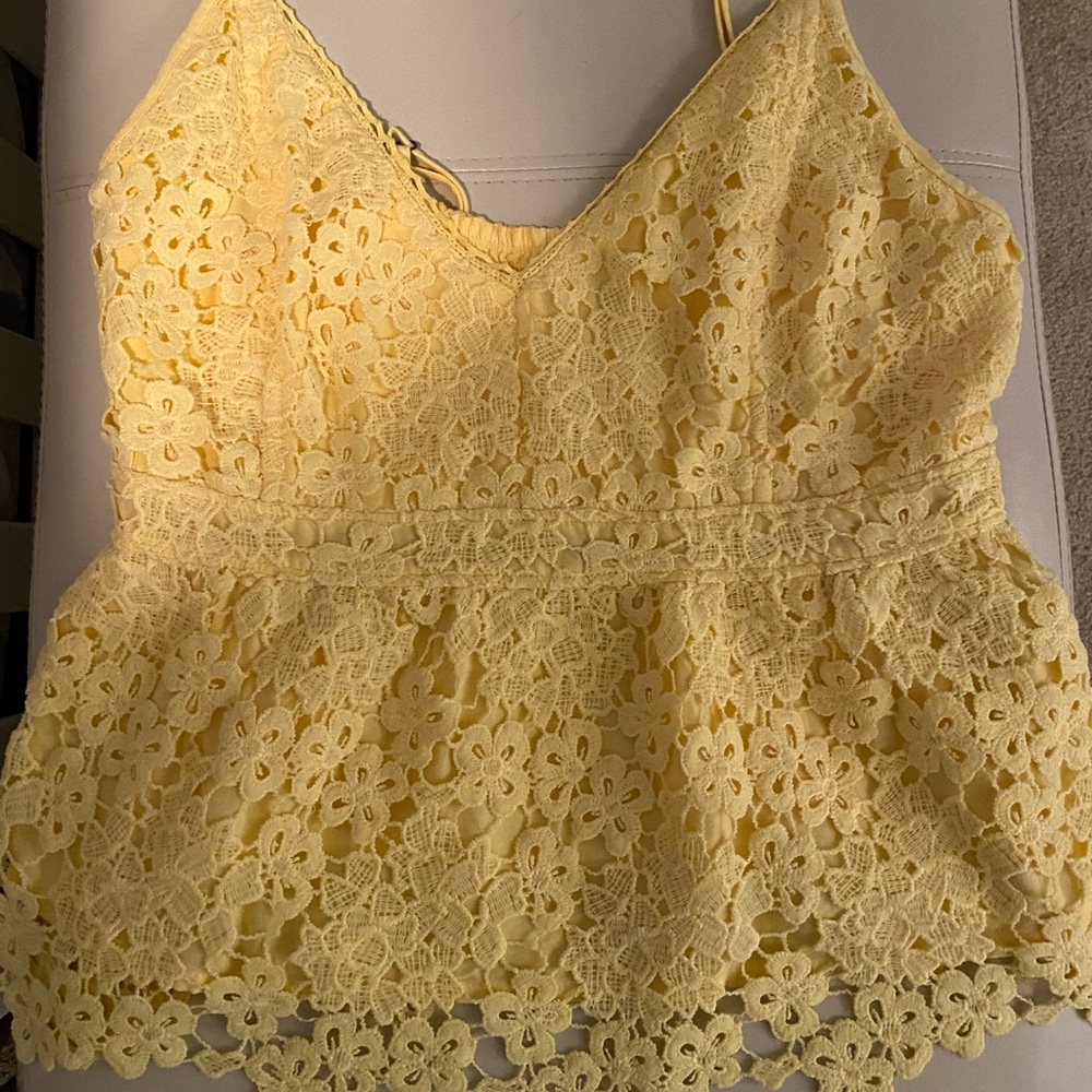 Yellow Abercrombie Lace tank top